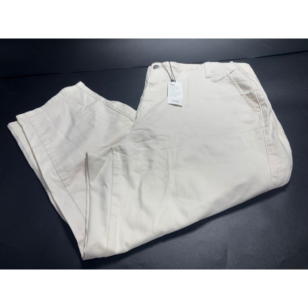 Eileen‎ Fisher High Waisted Curve Ankle Pants Size 24 Undyed Natural Cream NEW